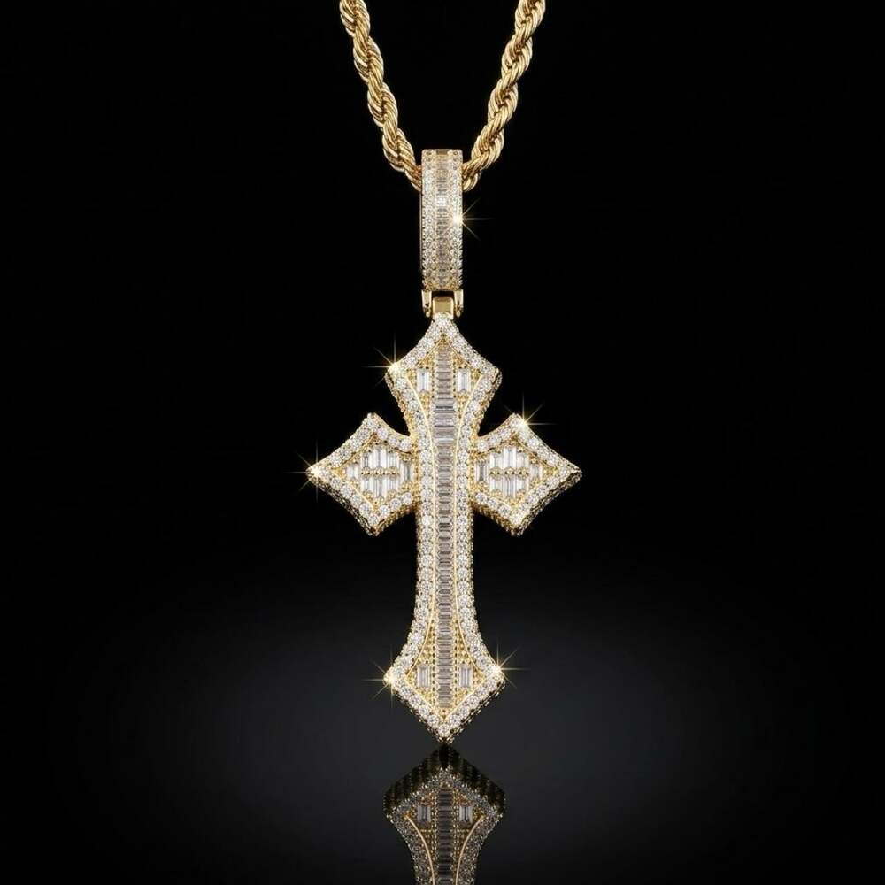 Gold Cross Necklace with Rope Chain – 18”, 20” or 24”